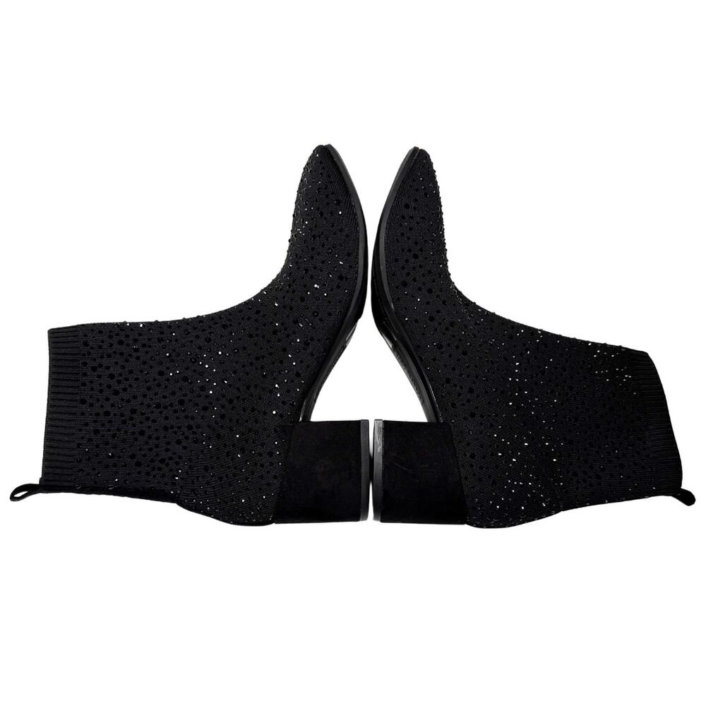 Kenneth Cole Reaction Ranya Rida Stretch Rhinestone Jewel Sock Booties 8 Black - Picture 8 of 10